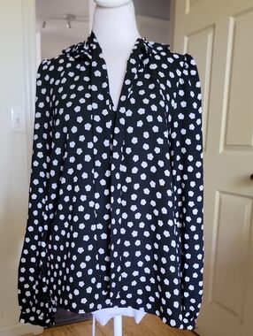 kate spade Black and White Polka Dot Long-Sleeve Blouse